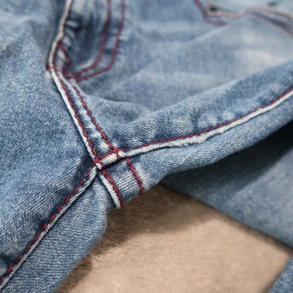 True Religion Jeans Mens 40x34 Blue Rocco Relaxed Skinny Whiskered Stretch - Picture 12 of 16